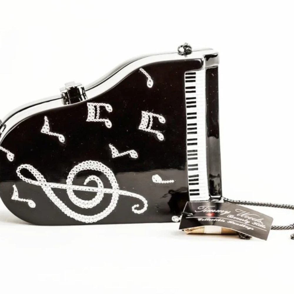 Heifetz Piano Hand-Carved Acacia Wood Clutch Bag
